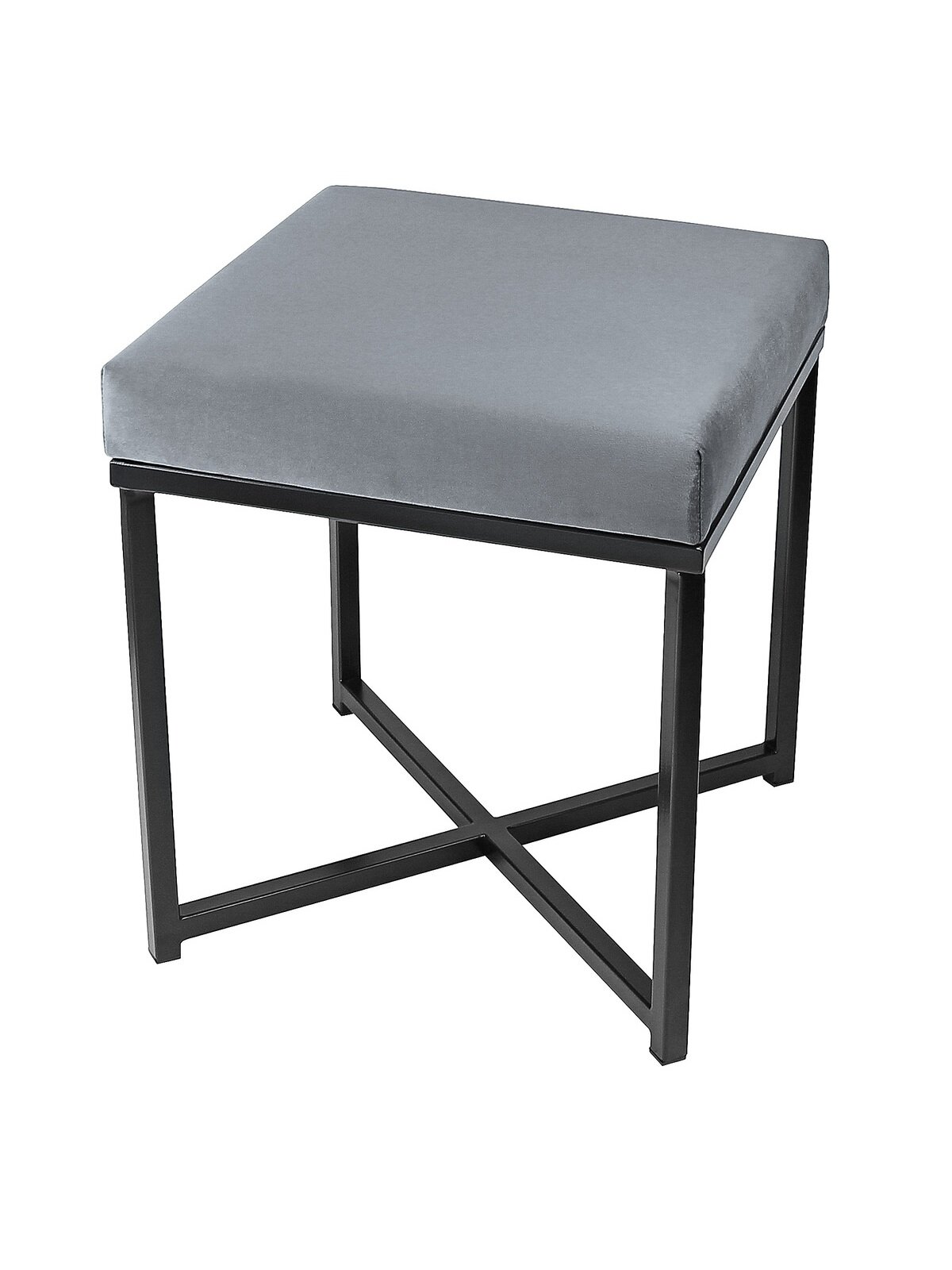 Пуф черный для прихожей, спальни, гостиной, велюр Grey, 400*400*470, CRUZ — фото 1