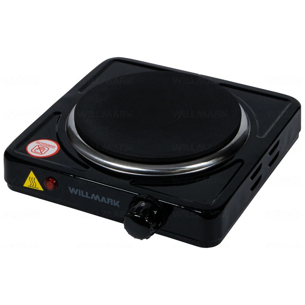 Плита элек. WILLMARK НS-111W (1 чугунная конфорка*155 mm,1000Вт, корпус из нерж. стали, цвет белый)