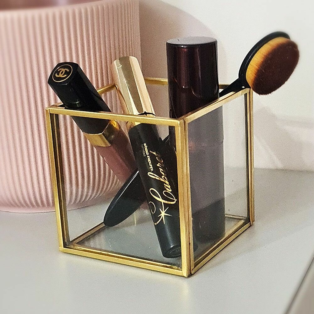 Органайзер Арт-Птица 3088/5, для косметики и аксессуаров, стекло, латунь, золотой, прозрачный — фото 1