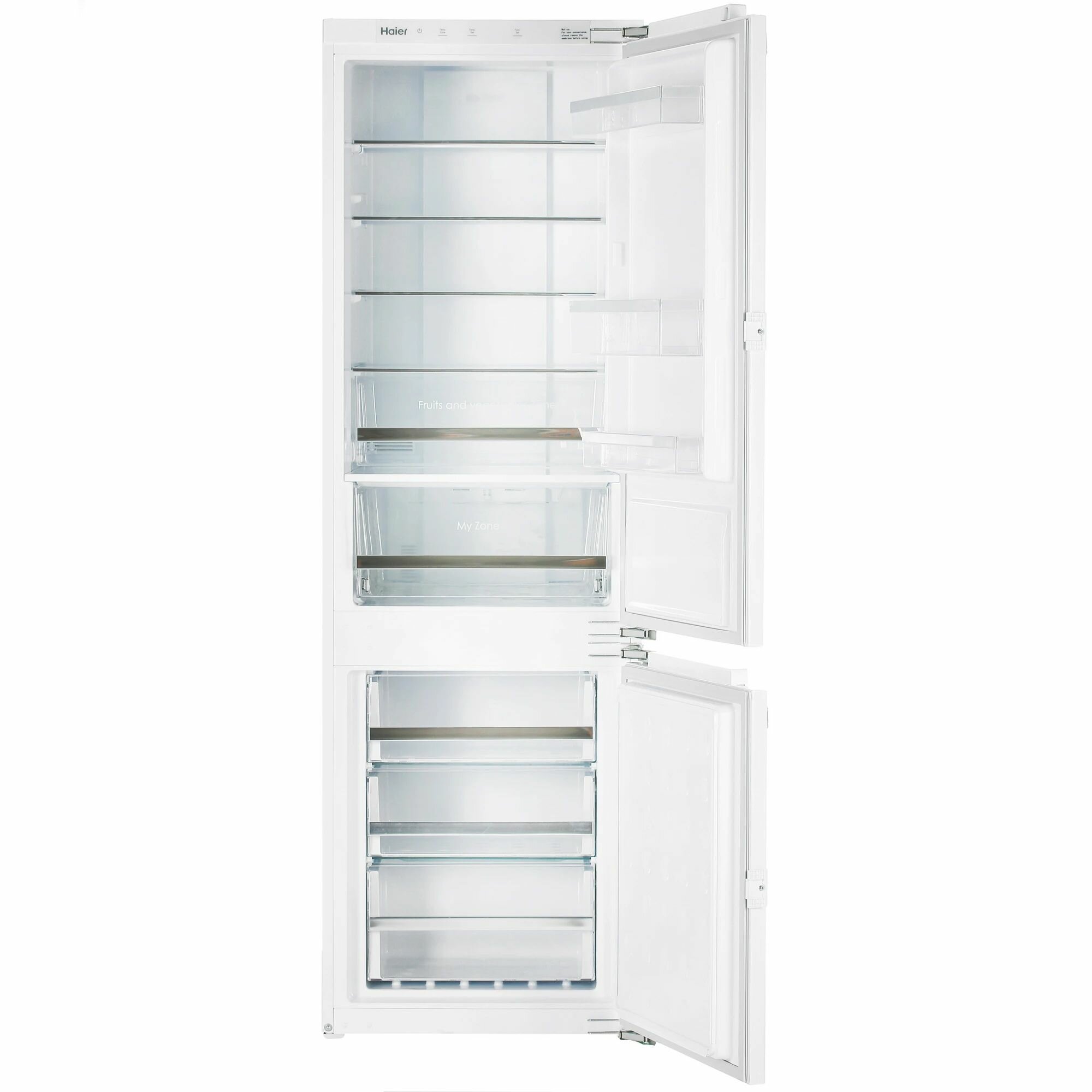 Холодильник Haier BCFT629TWRU, встраиваемый, белый, дисплей, энергопотребление A+, No Frost