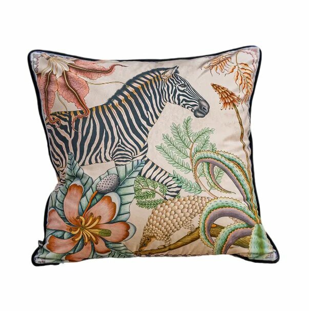 Бархатные наволочки Formaso 45x45 см черно-коричневые с цветочным принтом