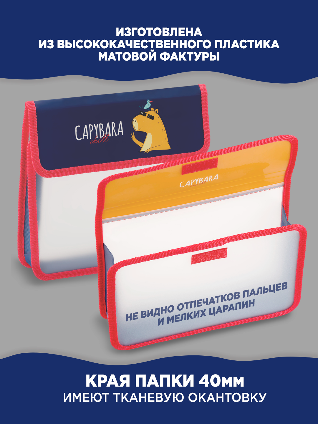 Папка для тетрадей 1 отделение, ArtSpace "Capybara", А5, пластик, на липучк — фото 1