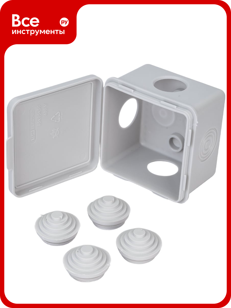 Коробка распределительная TDM ELECTRIC 65х65х50мм крышка IP54 4 входа SQ1401-0511