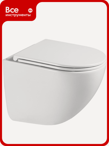 Изображение товара Унитаз подвесной Lemark GLAZER безободковый с сиденьем микролифт, смыв вихревой Торнадо 3.0, белый глянец