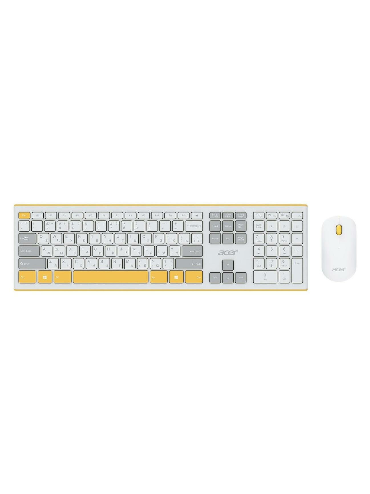 Комплект клавиатура+мышь Acer OCC200 Yellow Gray