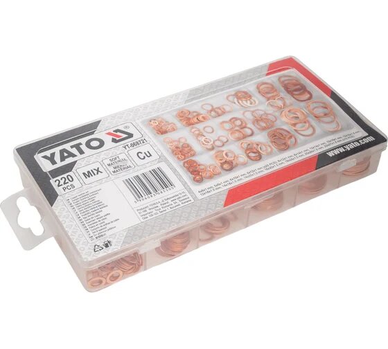 Набор мягких медных шайб 220 шт YATO YT-068721