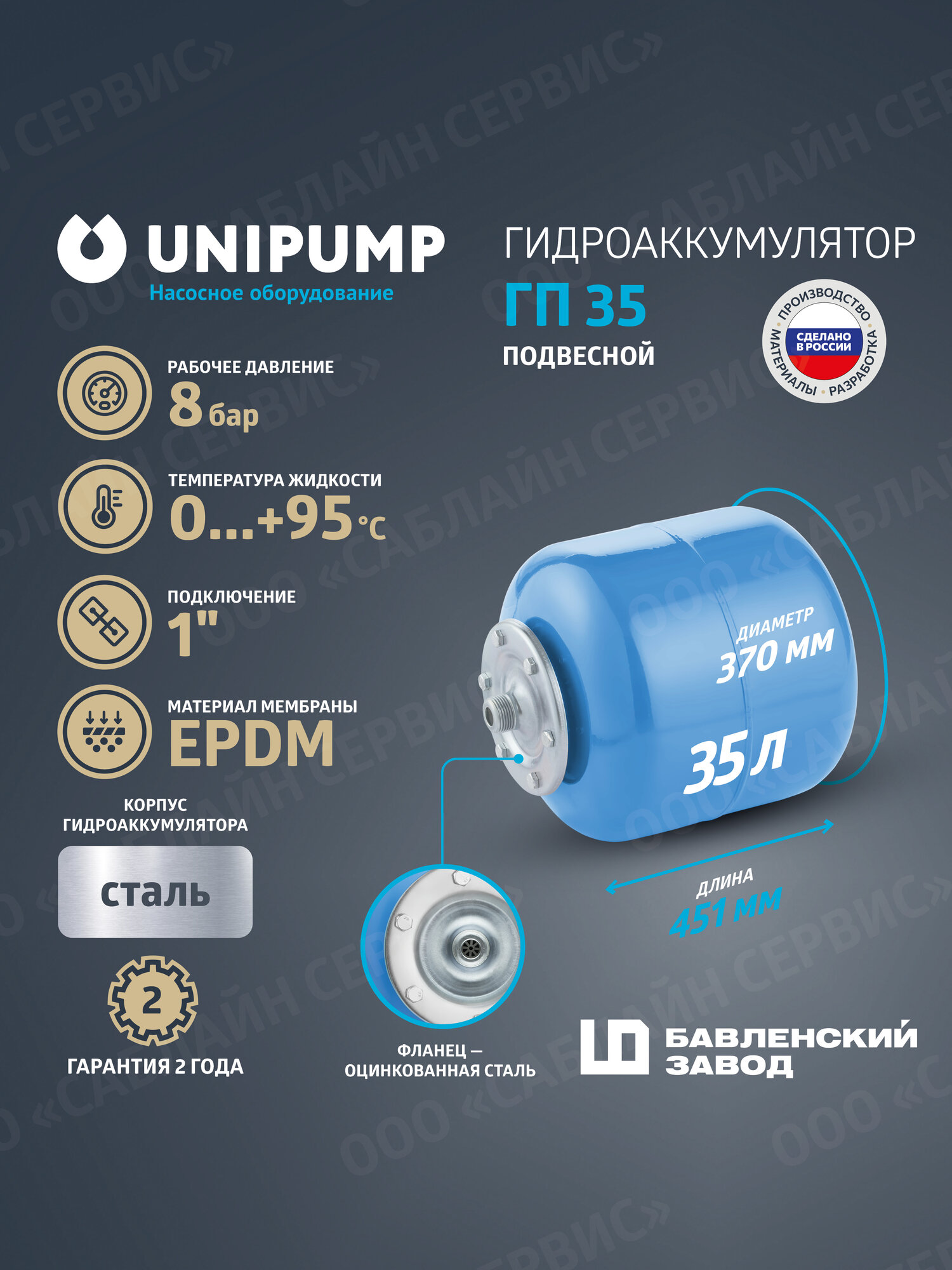 Гидроаккумулятор подвесной ГП 35 (Россия БЭЗ)