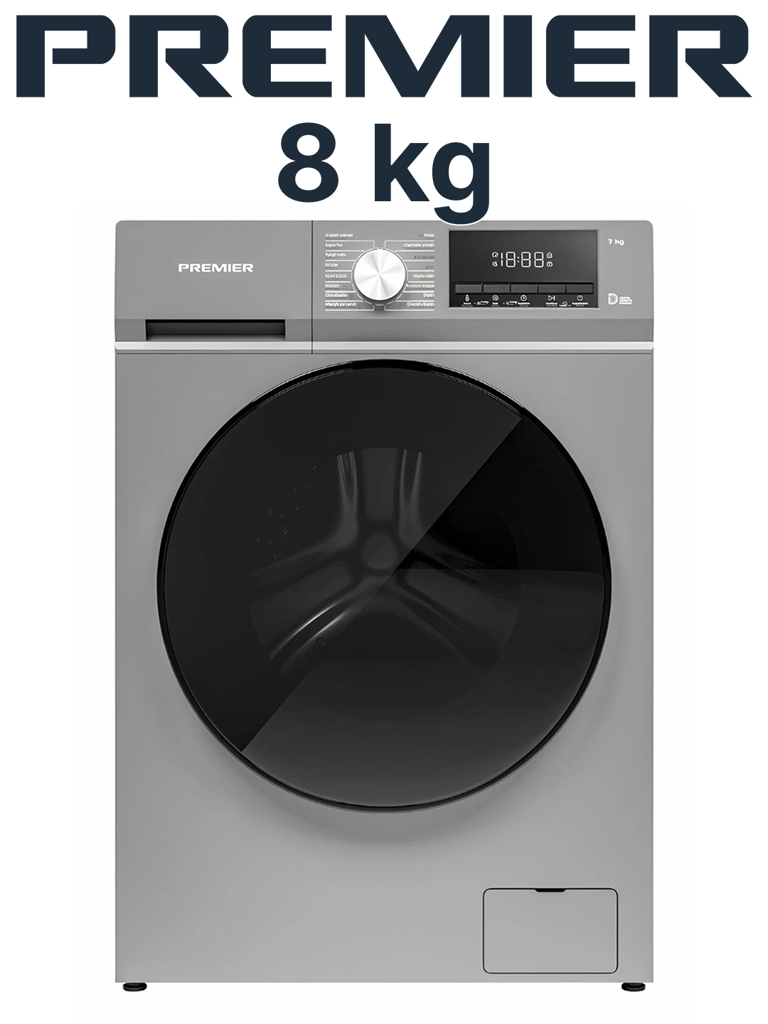 Стиральная машина бытовая PREMIER PRM80F1202LIN/DG 8 кг, 1200 оборот, 16 программ, 3 года на технику и 10 лет на мотор