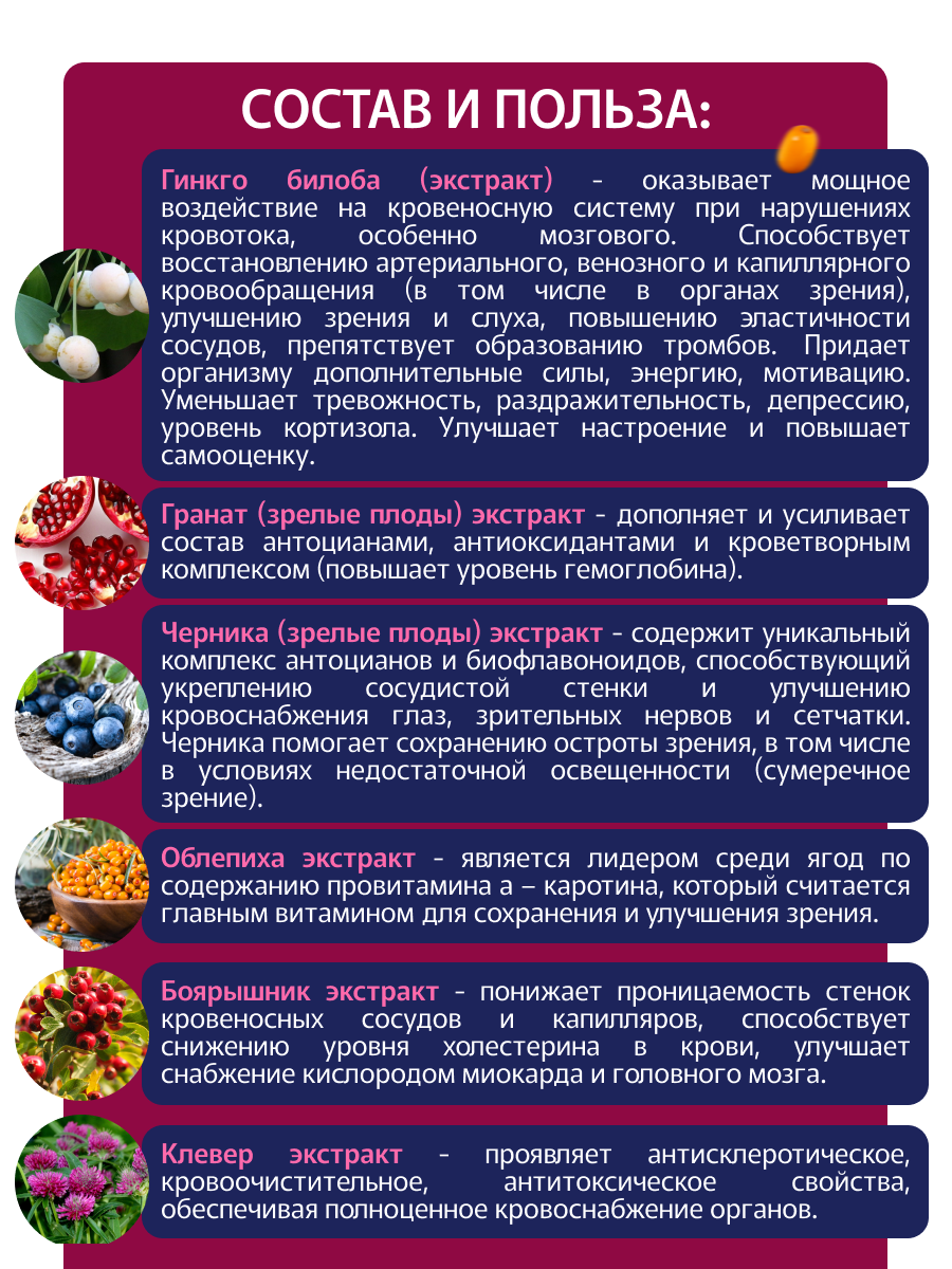 Фитокомплекс экстрактов трав Для поддержки зрения и снижения внутричерепного давления — фото 1