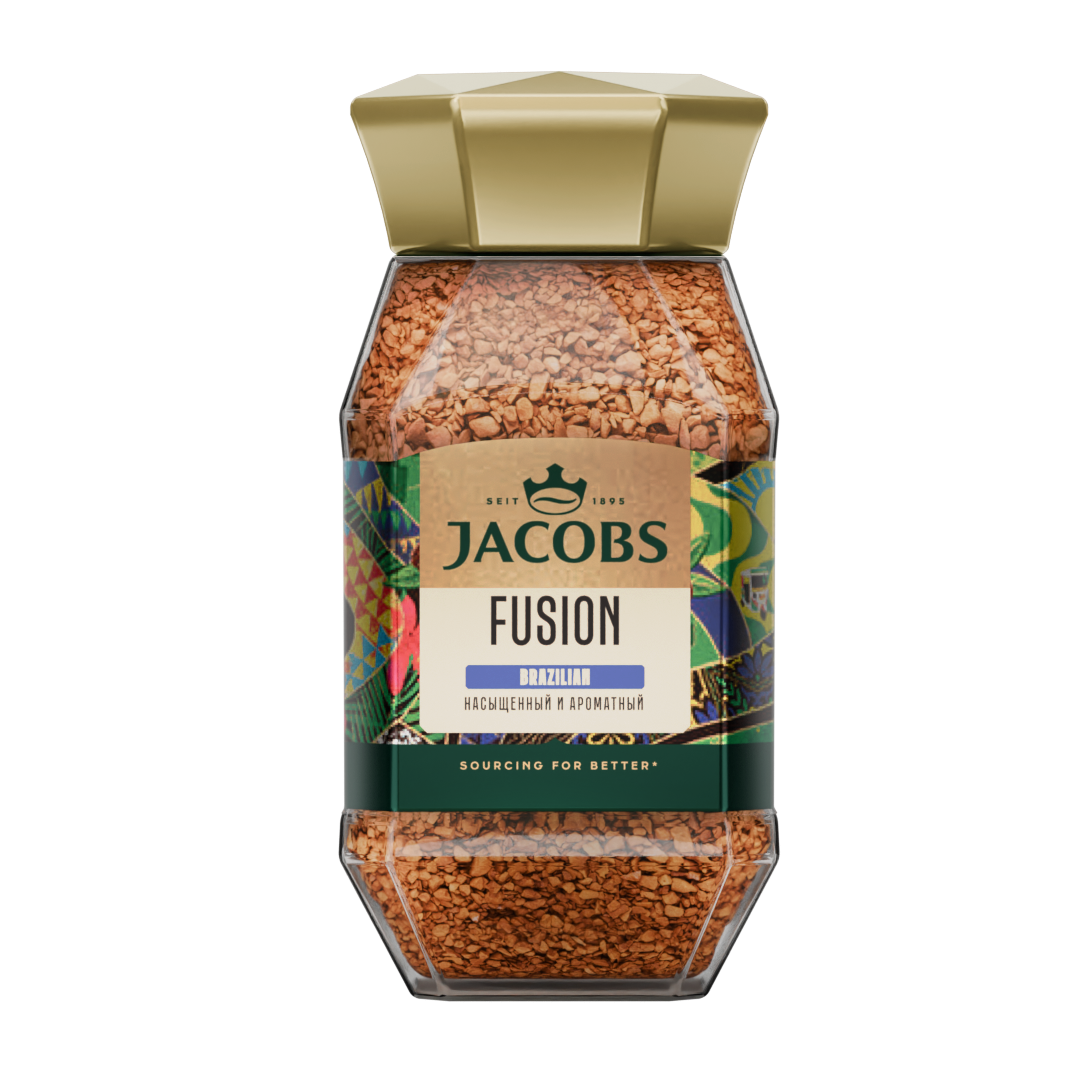 Сублимированный кофе Jacobs Brazilizn fusion , арабика, стеклянная банка, 100%, 95г
