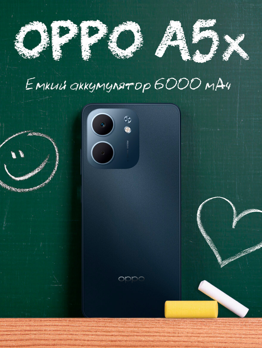 Смартфон OPPO A5x 4/128 Гб, цвет сапфир, IP65 защиты от воды и пыли