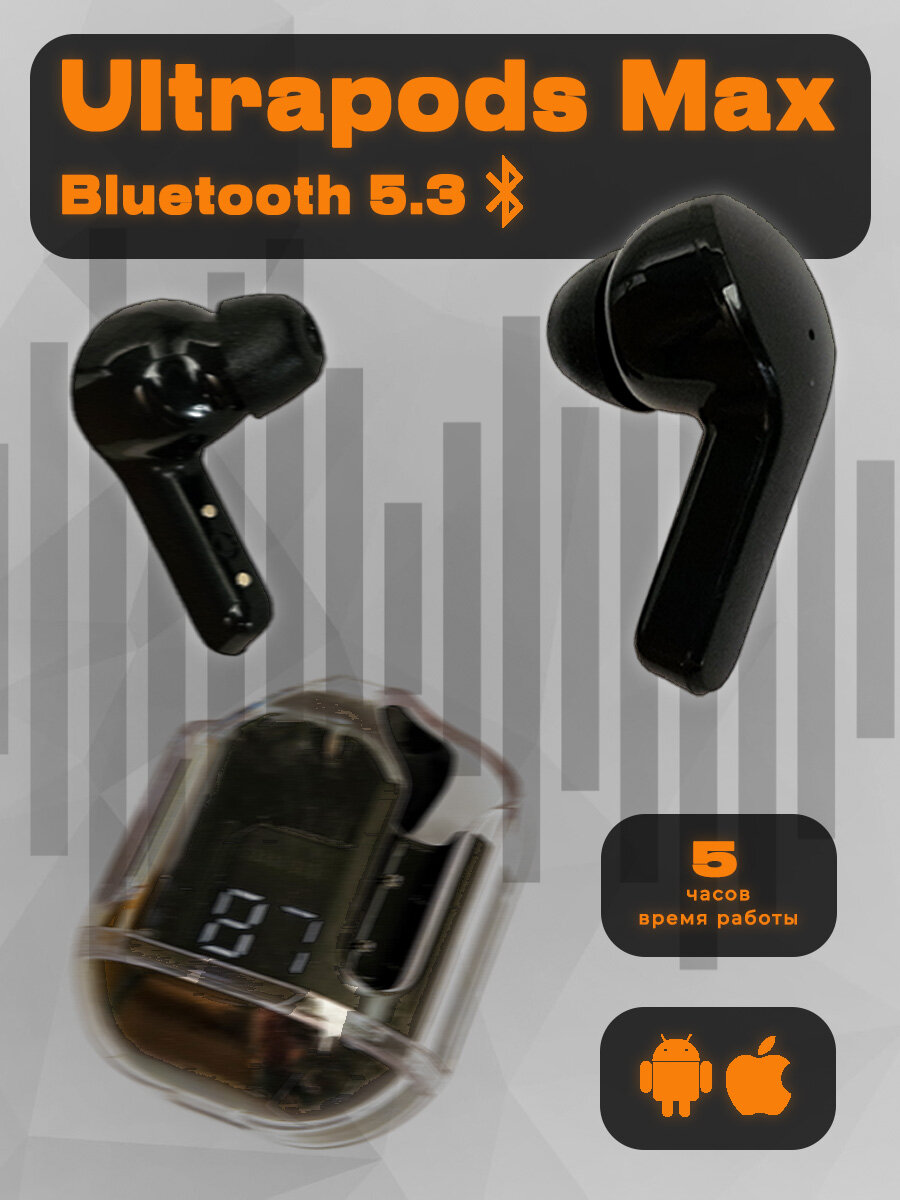 Наушники беспроводные Ultrapods Max внутриканальные Bluetooth 5.3 черные