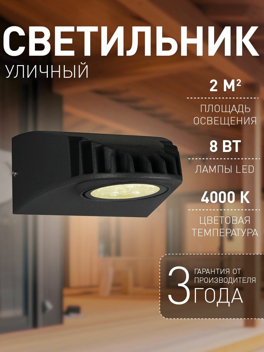 Уличный настенный светодиодный светильник Favourite мощностью 3029-1W 1xLEDx8W 750LM 4000K IP54