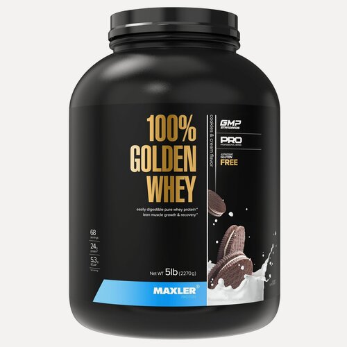 Изображение товара Протеин сывороточный премиум класса 100% Golden Whey Protein 2270 гр 5 lb (Maxler) Печенье-крем