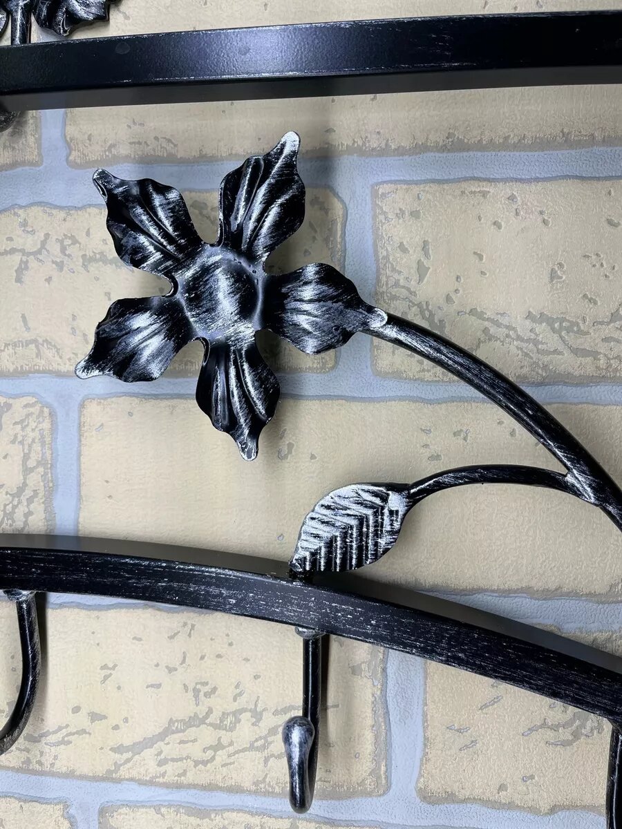 Вешалка настенная, кованая, Студия кованой мебели Нива, цвет античное серебро — фото 1