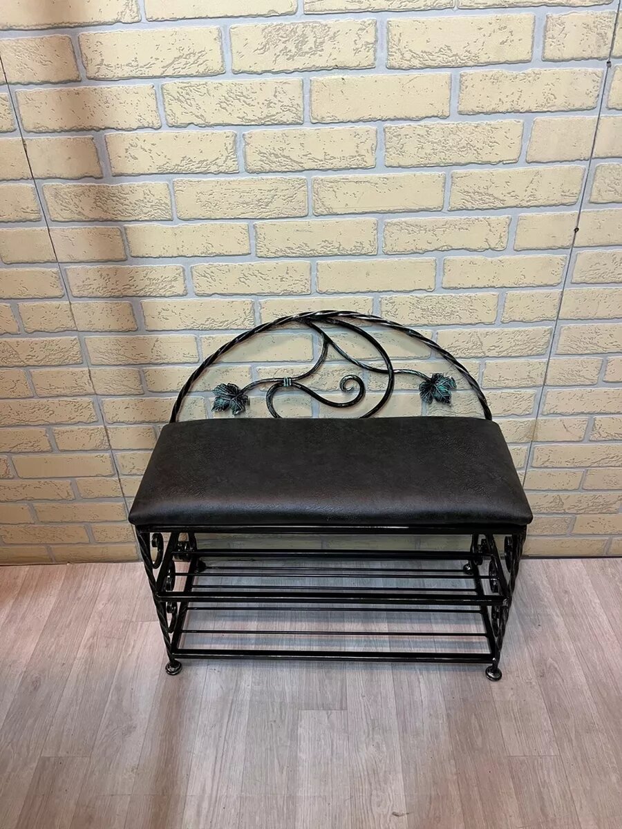 Кованая банкетка №18, Студия кованой мебели Нива, цвет серо-черный — фото 1