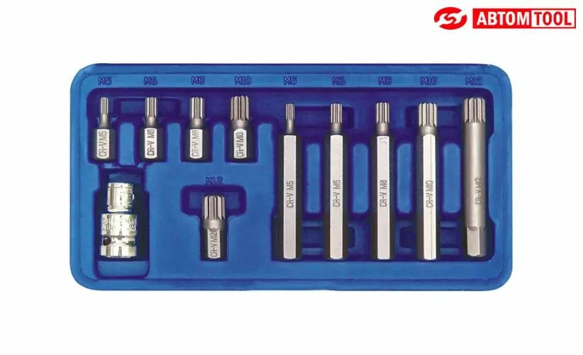 Набор вставок (бит) 11 пр VOREL SPLINE М5-М12