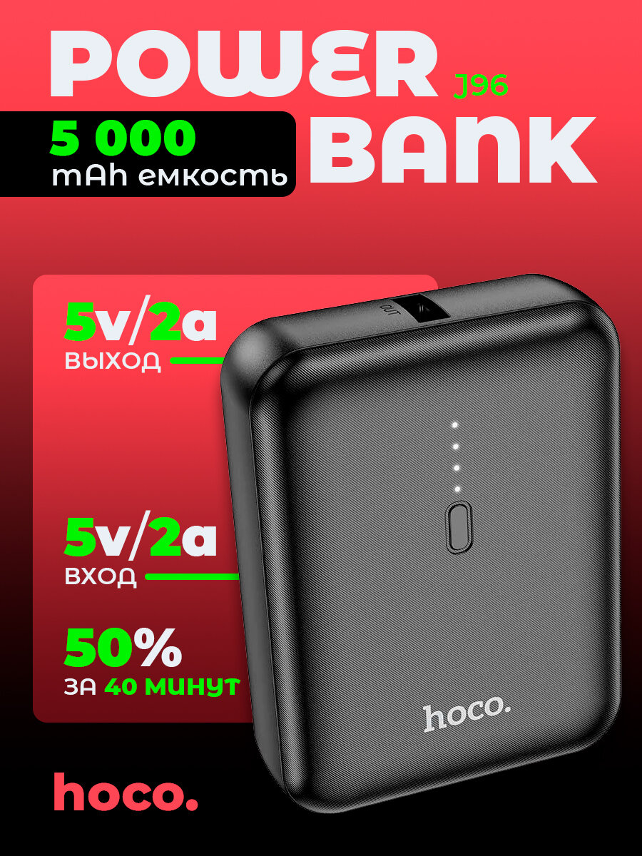 Внешний аккумулятор повербанк для телефона Hoco J96 Strider 5000mah power bank