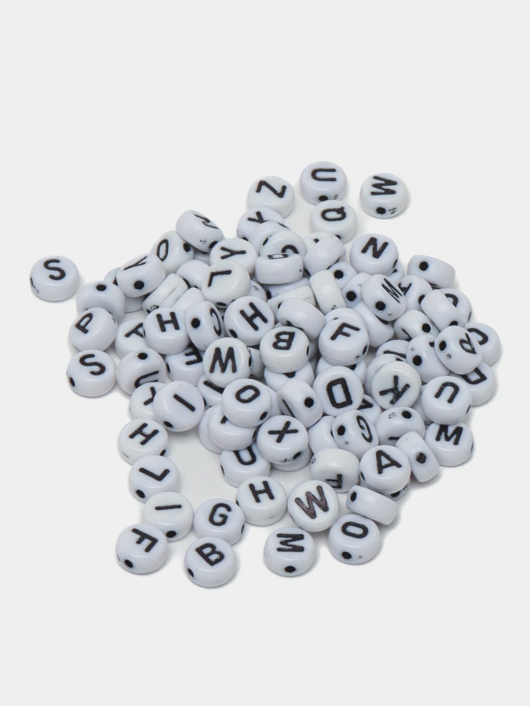 Разноцветные пластиковые круглые бусины с буквами, сердечками, звездами для рукоделия и творчества 100 шт.