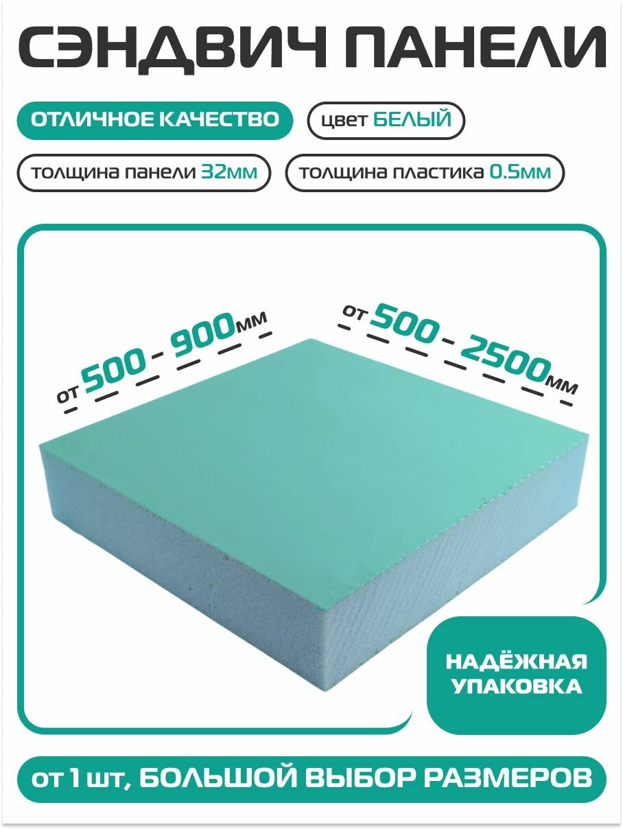 Откос оконный (сэндвич-панель 32/05мм) Белый 300х600мм.