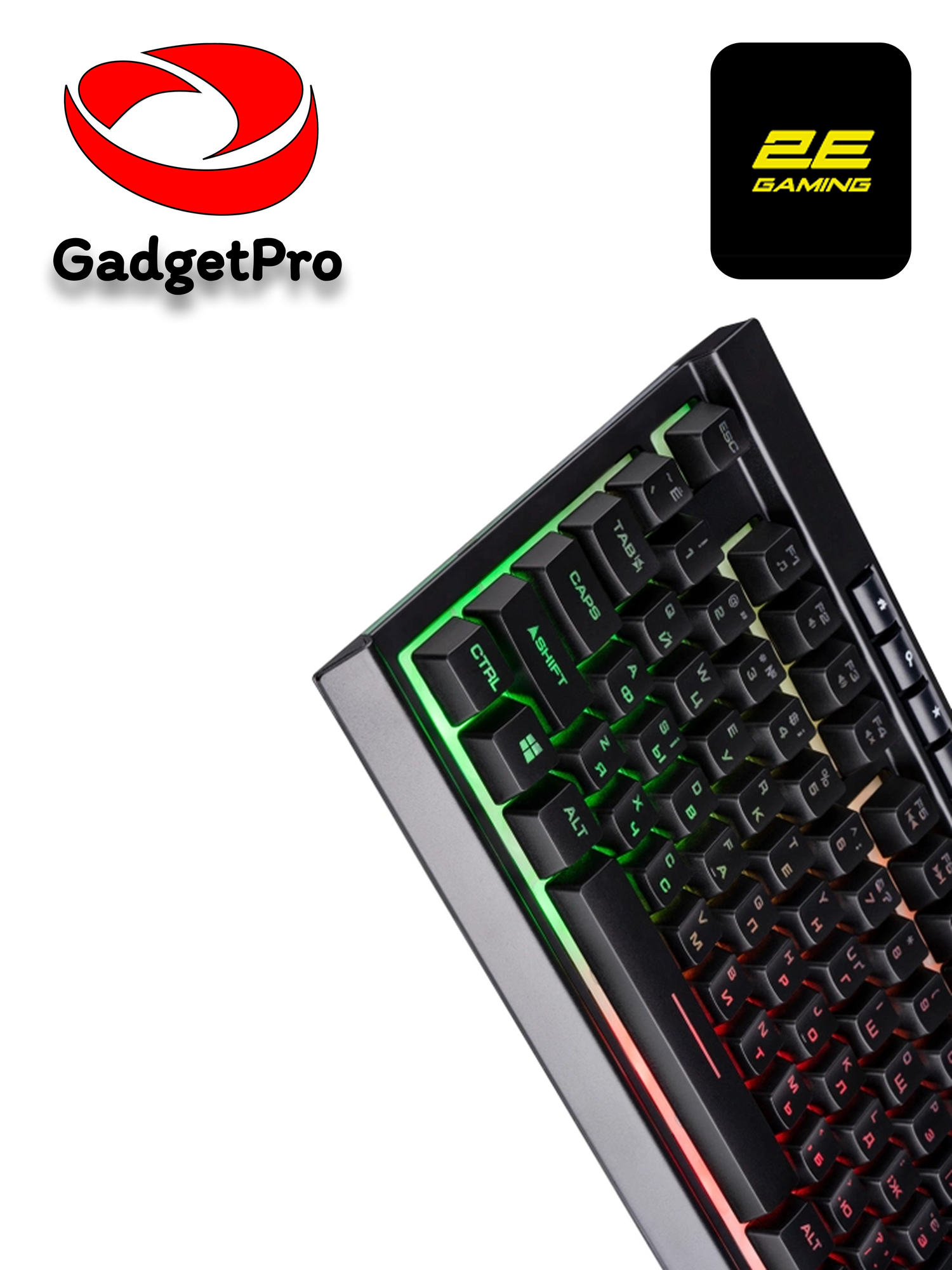 Игровая клавиатура 2E GAMING KG300, мембранная, полноразмерная, 104 клавиши, USB, RGB LED подсветка, влагозащита, черная