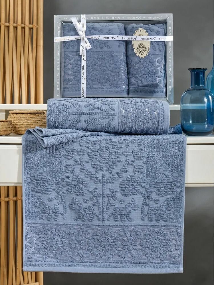 Набор полотенец PHILIPPUS LYDIA голубой 2 предмета — фото 1