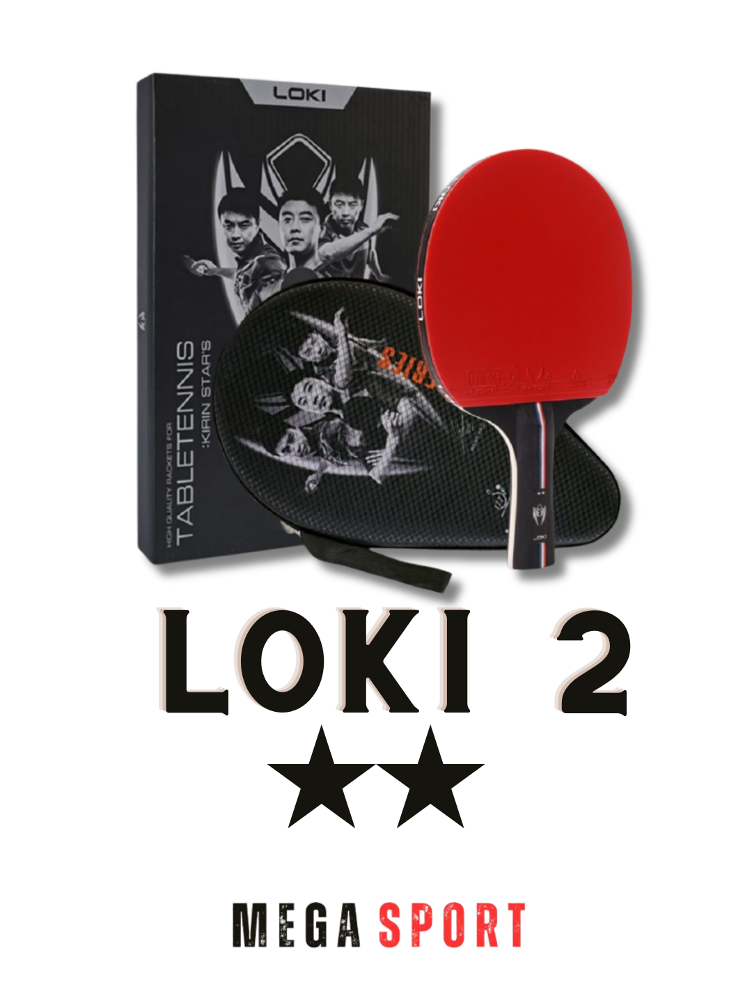 Ракетка для настольного тенниса "LOKI", черный/красный, антиспин