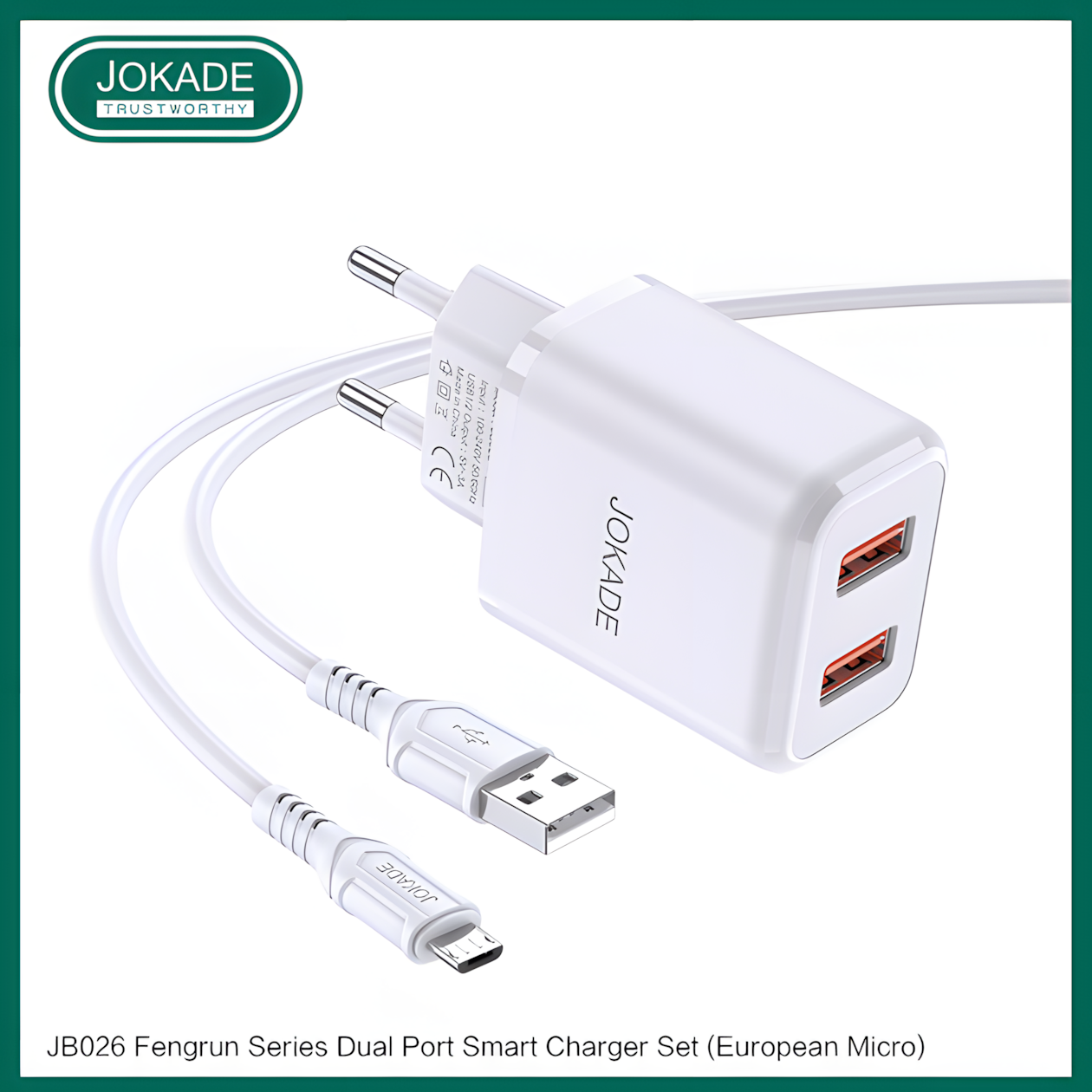 Сетевое зарядное устройство JOKADE JB026 Micro-USB, 1А, 5В, белое, для смартфонов