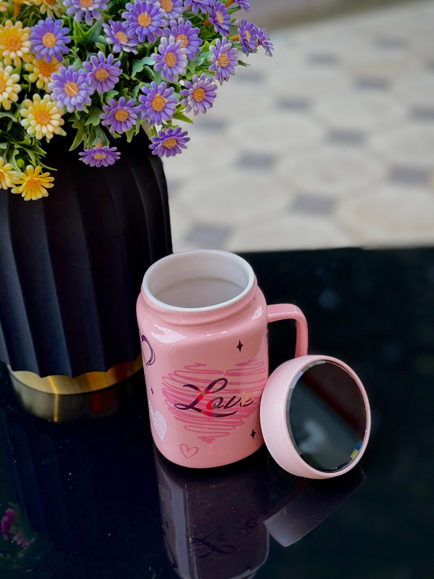 Кружка с крышкой , керамика, 350-450мл — фото 1