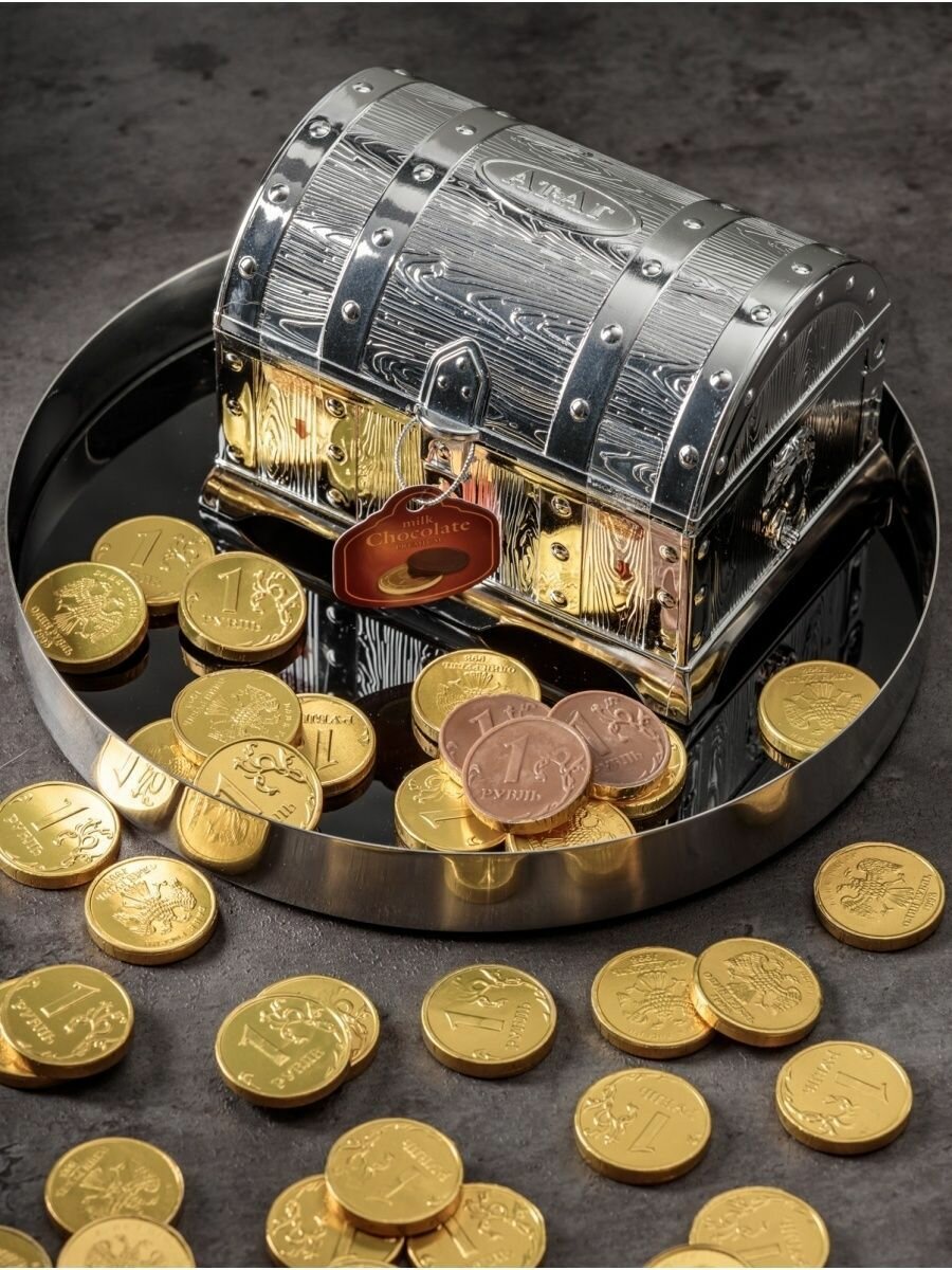 Конфеты шоколадные  Стать богатым  молочный шоколад  сундучок   140г  АтАг  Шексна 