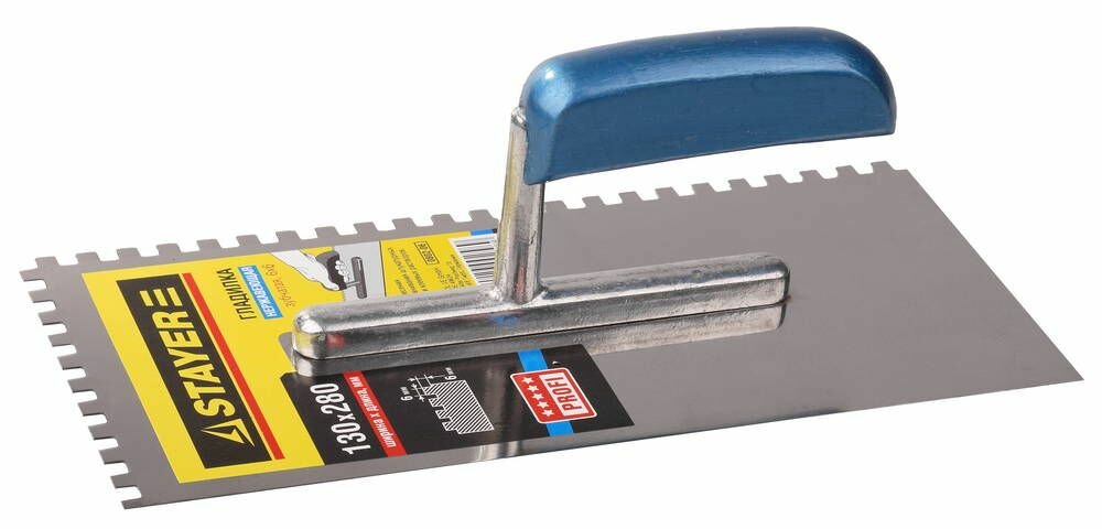 Штукатурная гладилка STAYER 130 х 280 мм зуб 6 х 6 мм Professional 0802-06