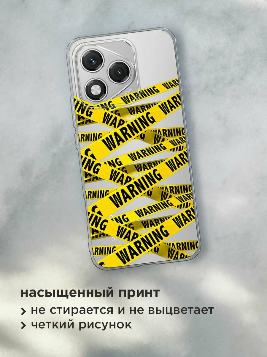 Чехол на Honor 400 Lite / Хонор 400 Лайт с принтом "Warning!", прозрачный — фото 1