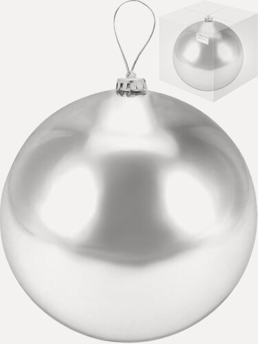 Изображение товара Ёлочный шар 30 см, Праздничное настроение, серебряный глянец НШ-1420
