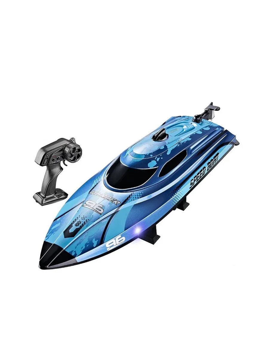 Радиоуправляемый катер HJ820-BLUE, подсветка корпуса, скорость до 25 км/ч, 14+