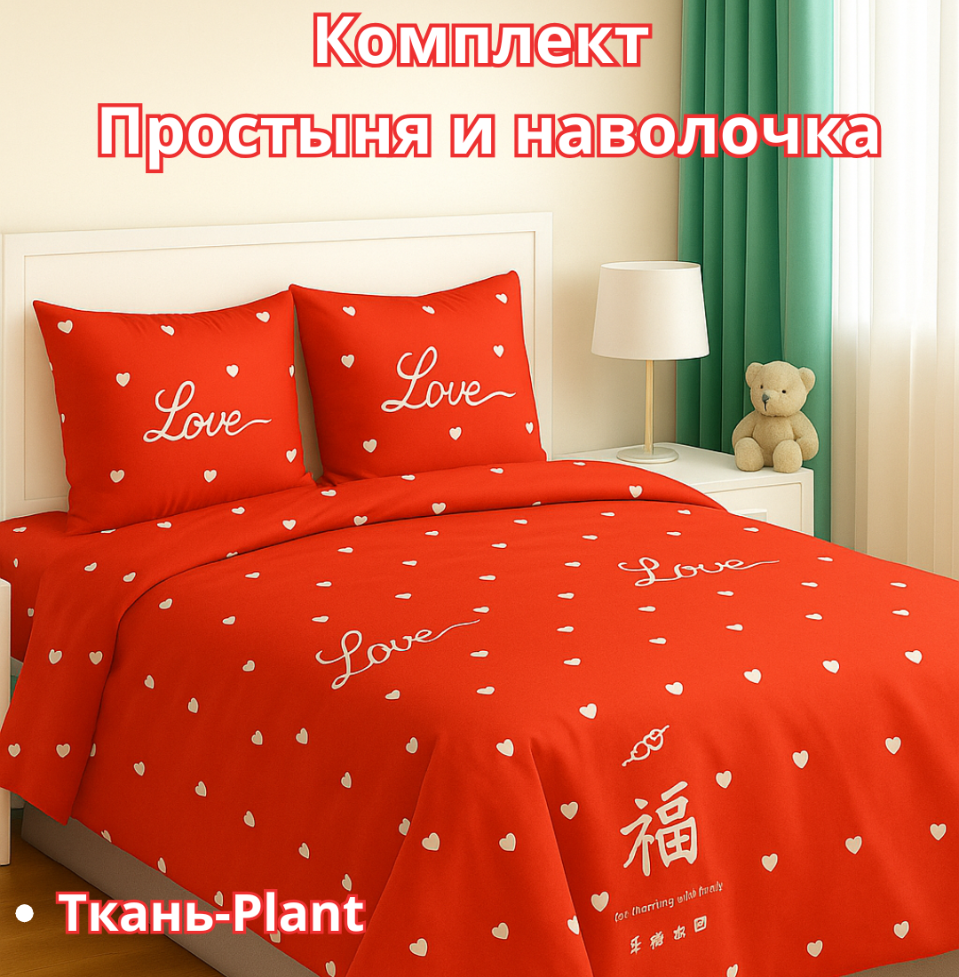 Постельное белья "Простыня и наволочка" размер евро стандарт