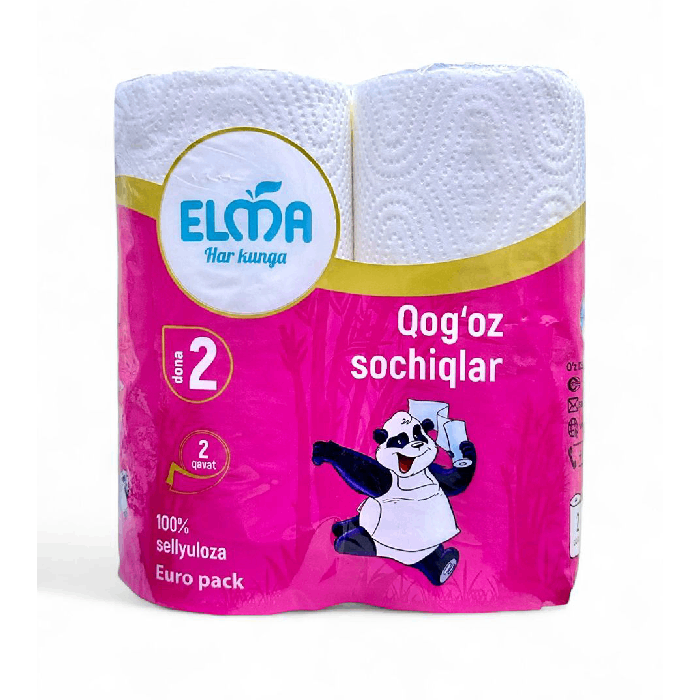 Бумажные полотенца "Elma", 2 слоя, для диспенсера, голубые, 16 x 32см, 2уп. — фото 1