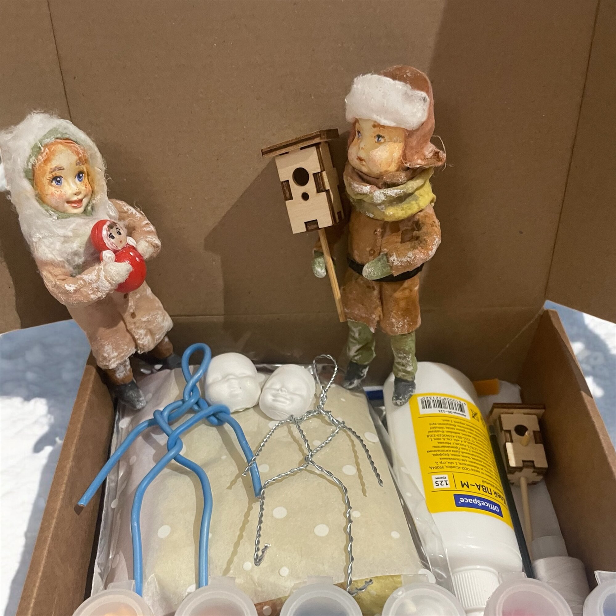 Новогодний творческий набор для создания ватных игрушек (плюс ссылка на видео мк)