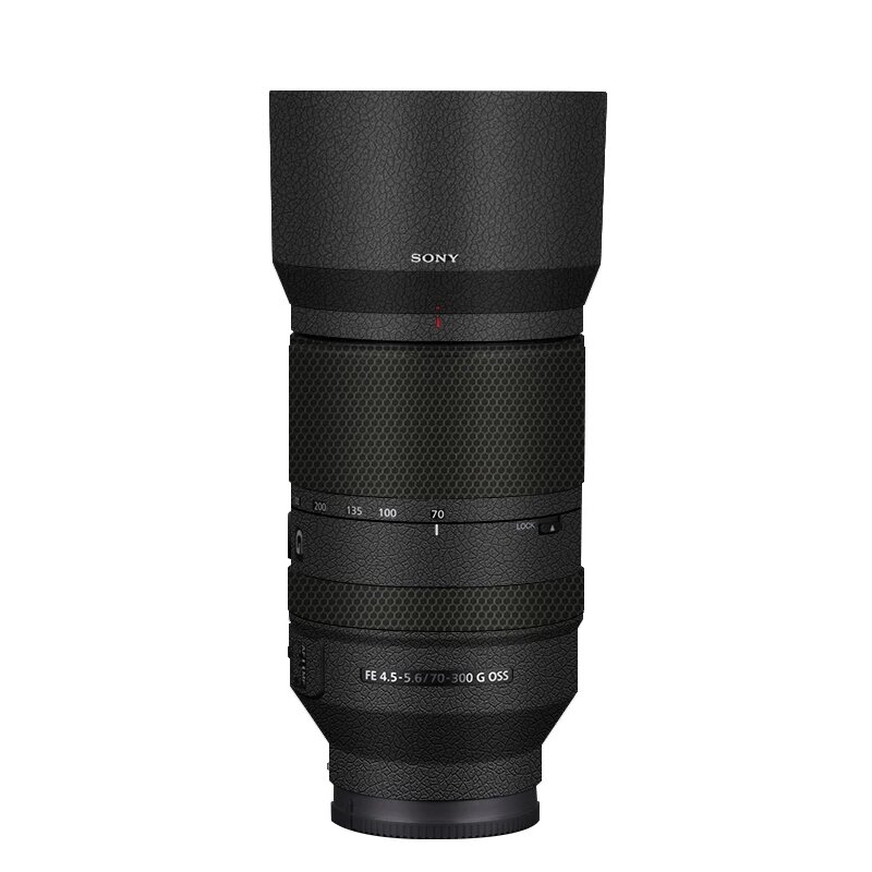 Крышка для объектива Sony FE70-300mm из углепластиковой матовой пленки в цвете Кожаная текстура черный
