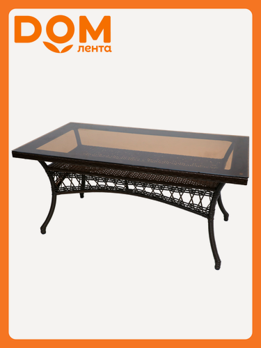 Изображение товара Стол садовый DECO, 180х85х75см, стекло, искусственный ротанг, темно-коричневый