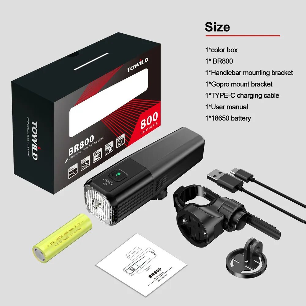 Фонарь ручной BR800 Standard Pack, 800 люмен, 10 режимов, IP10, дневной белый свет, Бежевый — фото 1