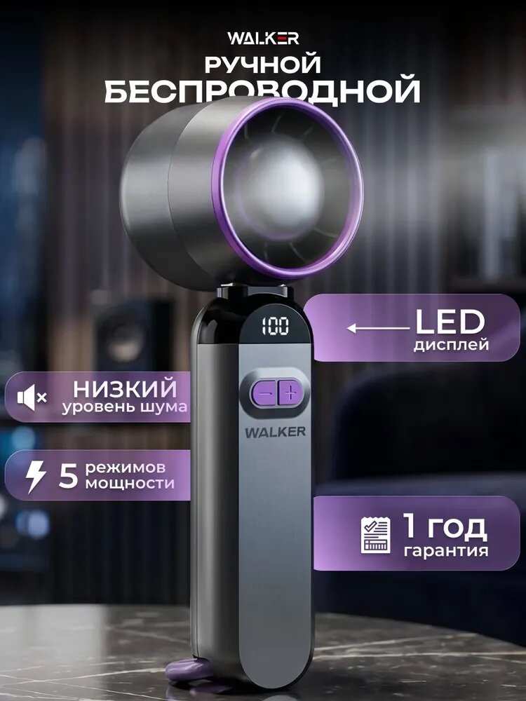 Вентилятор мини портативный настольный ручной WALKER с дисплеем