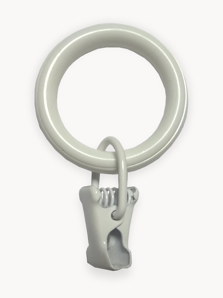 Кольца Арт-Декор для штор с зажимом, диаметр 20 мм, белый, 10 шт.