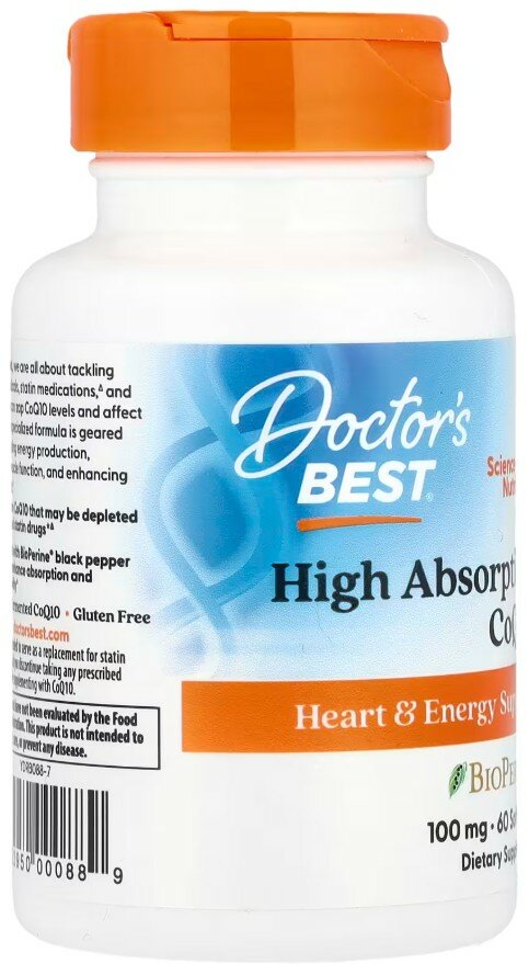 Картинки Doctor's Best, коэнзим Q10 с BioPerine, высокая степень усвоения, 100 мг, 60 мягких таблеток