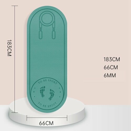 Амортизирующий коврик для прыжков со скакалкой и тренировок 183см * 66см * 6 мм зеленый
