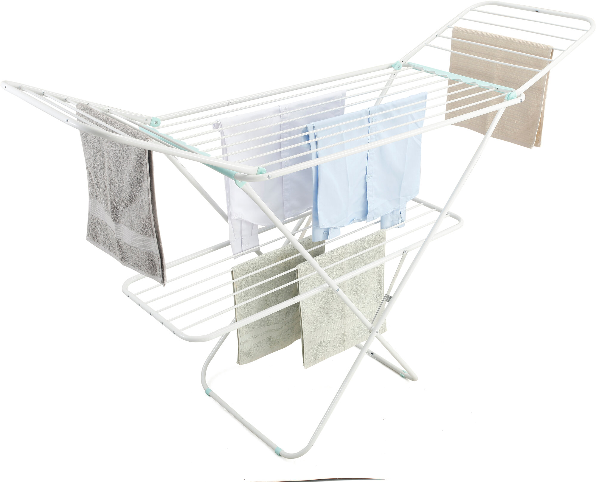 Сушилка для белья напольная с утолщенными прутьями двухуровневая 