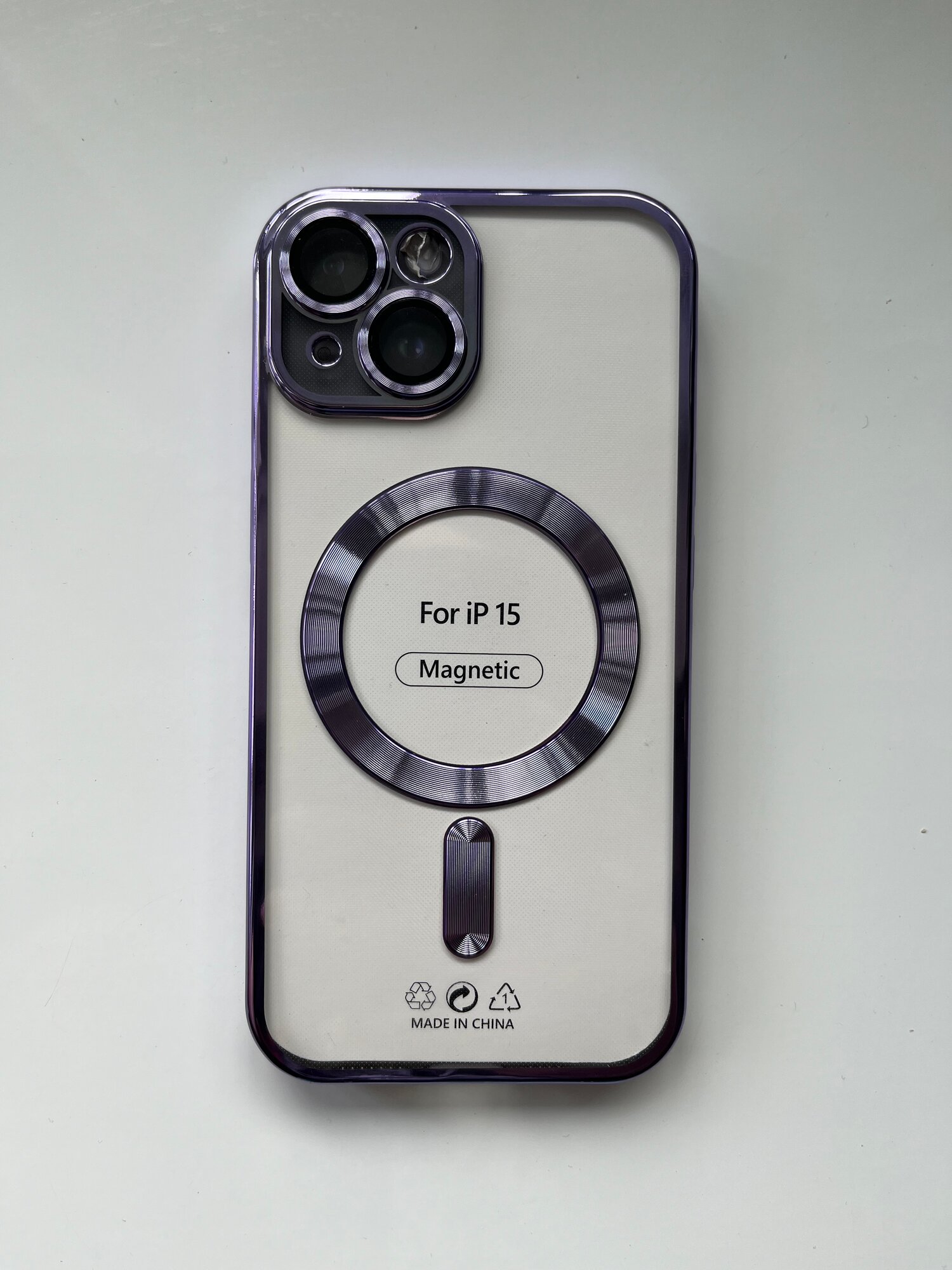Чехол Magsafe, для Apple iPhone 15 , силиконовый, прозрачный, фиолетовый