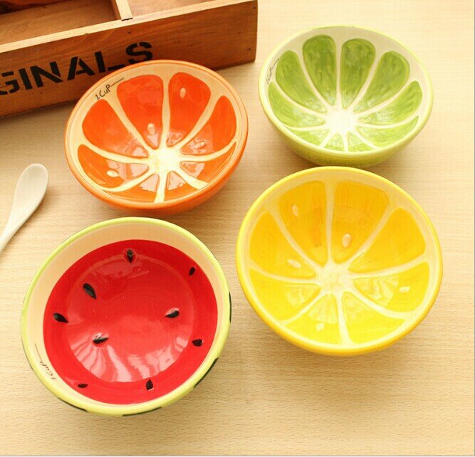 1 шт. Милая миска, красивая расписанная вручную фруктовая ваза для детей, арбузная керамическая миска, мультяшная столовая посуда, столовые приборы OK 0122