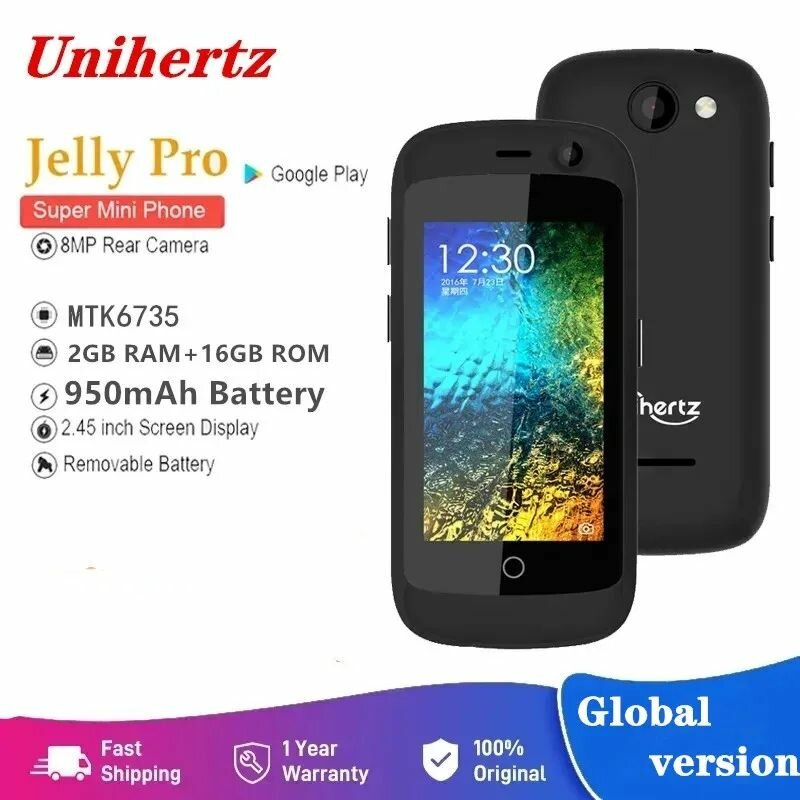 Мини - смартфон Unihertz Jelly Pro 2GB + 16GB Android 7.0 разблокирован 8MP 950mAh 4G LTE