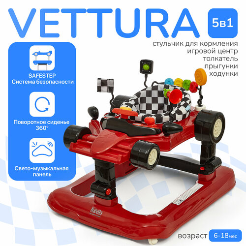 фото Ходунки детские nuovita vettura 4 в 1: ходунки, прыгунки, игровой центр, толкатель (rosso bianco/красно-белый)