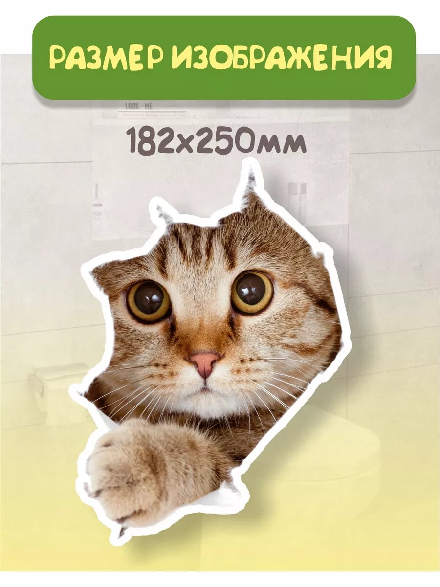 Наклейка на унитаз с котиком — фото 1